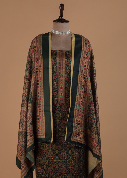 Green Pashmina Dress Material