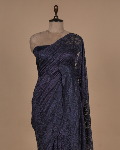 Blue Chantily Lace Saree