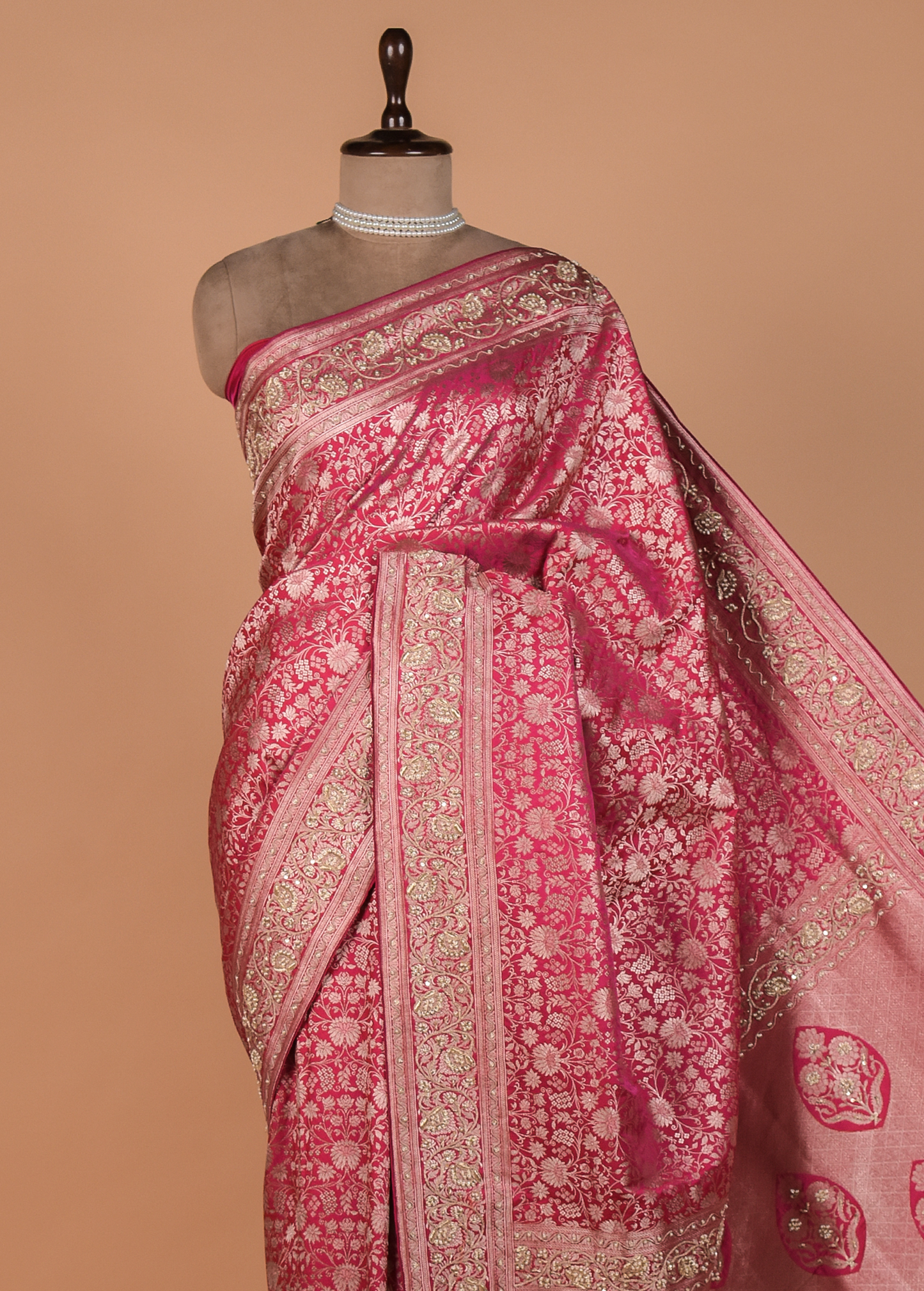 Pink Crepe Silk Banarasi Saree