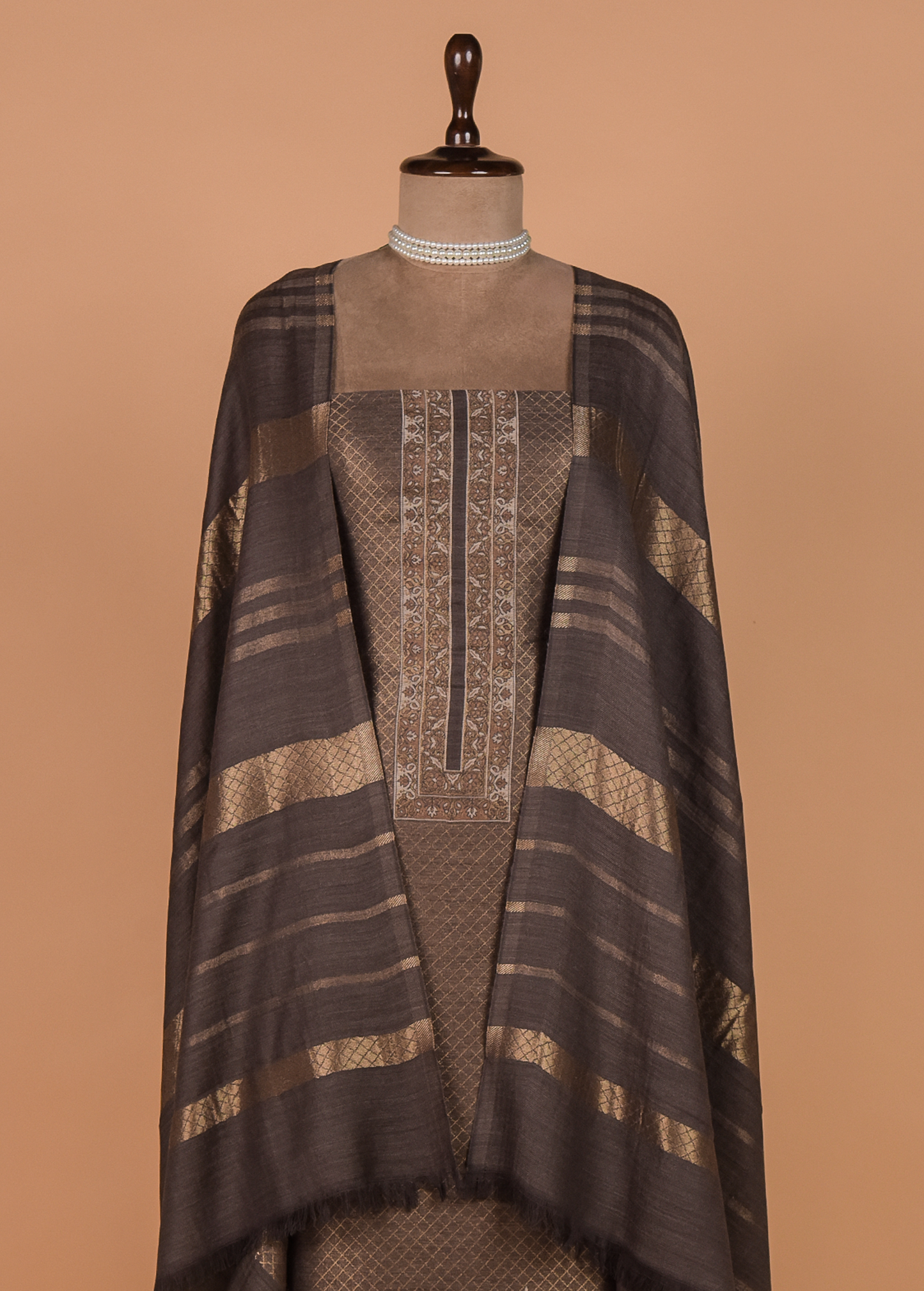 Grey Pashmina Dress Material