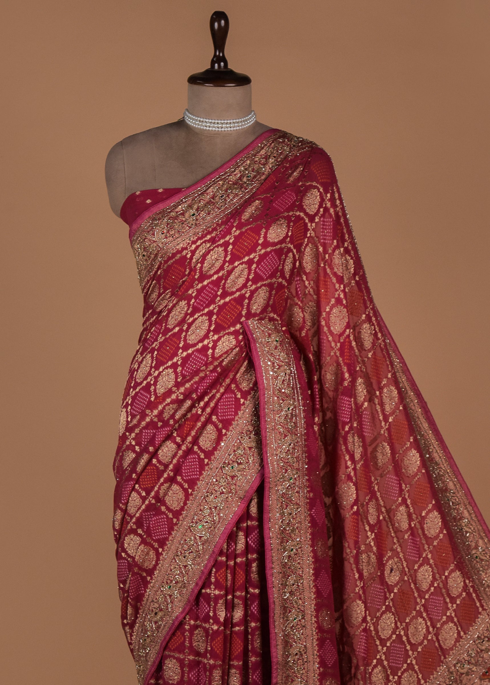 Pink Georgette Banarasi Saree
