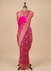 Pink Georgette Bandhani Saree