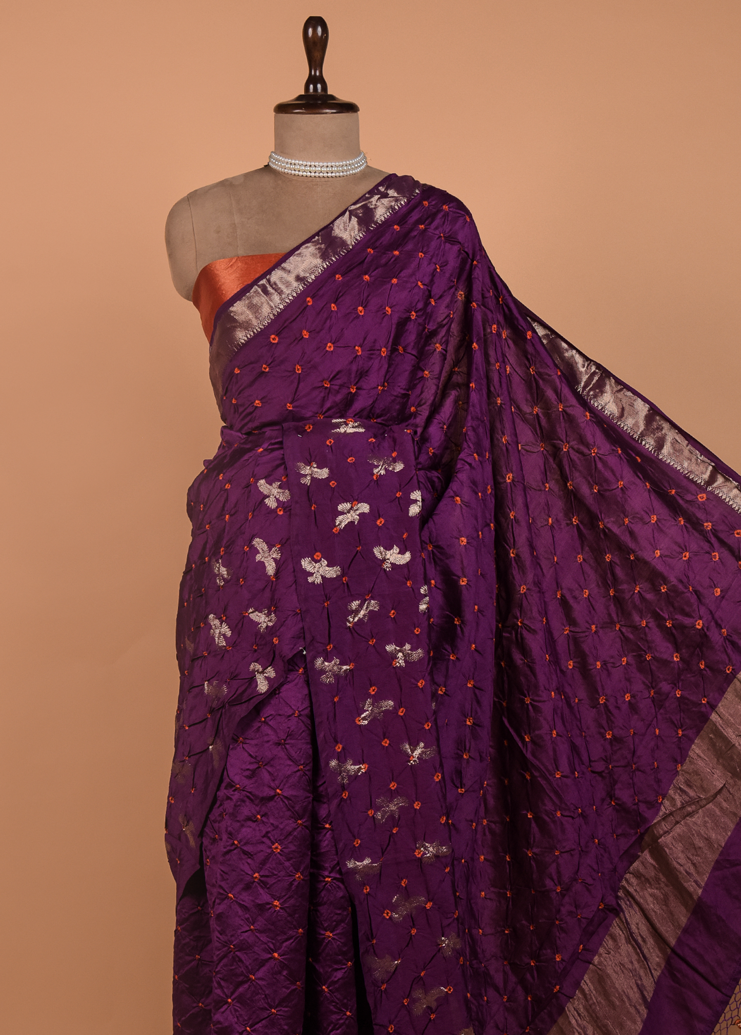 Purple Gajji Silk Bandhani Saree