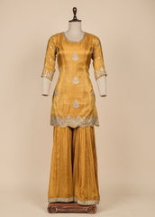 Yellow Crepe Silk Sharara Set