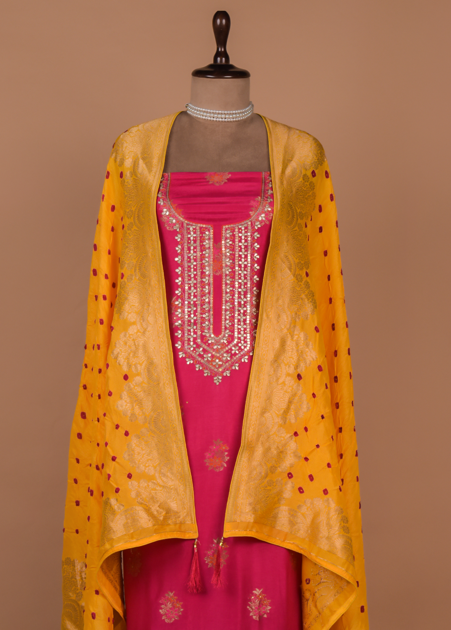 Pink Cotton Silk Dress Material