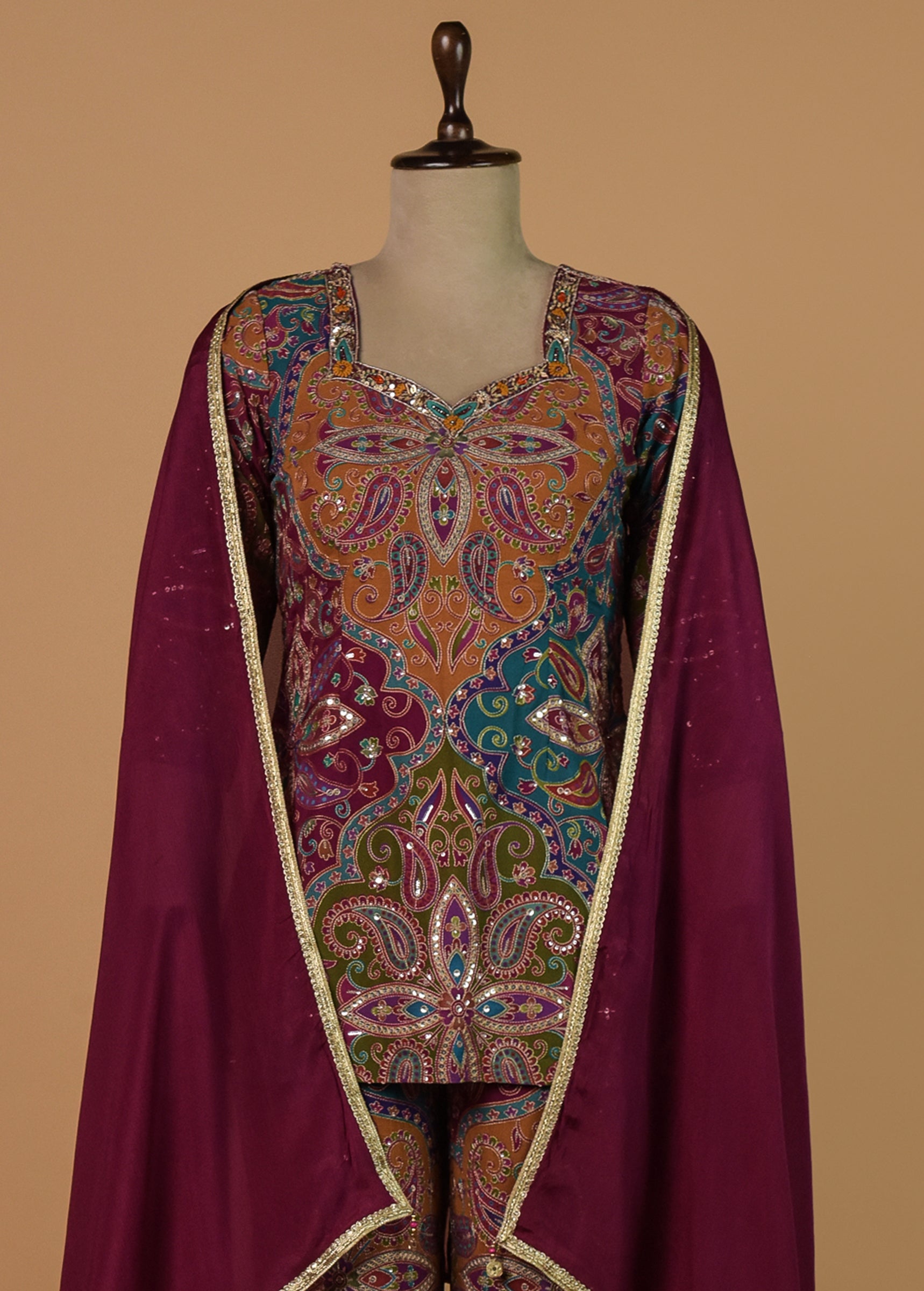 Multicoloured Crepe Coord Set