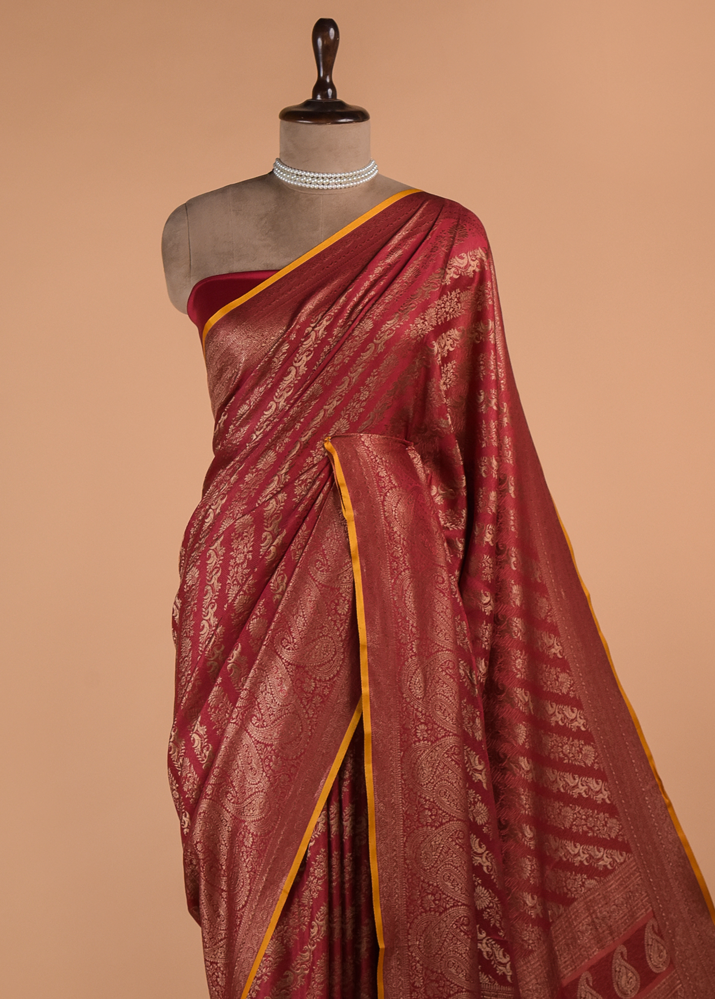 Red Crepe Banarasi Saree