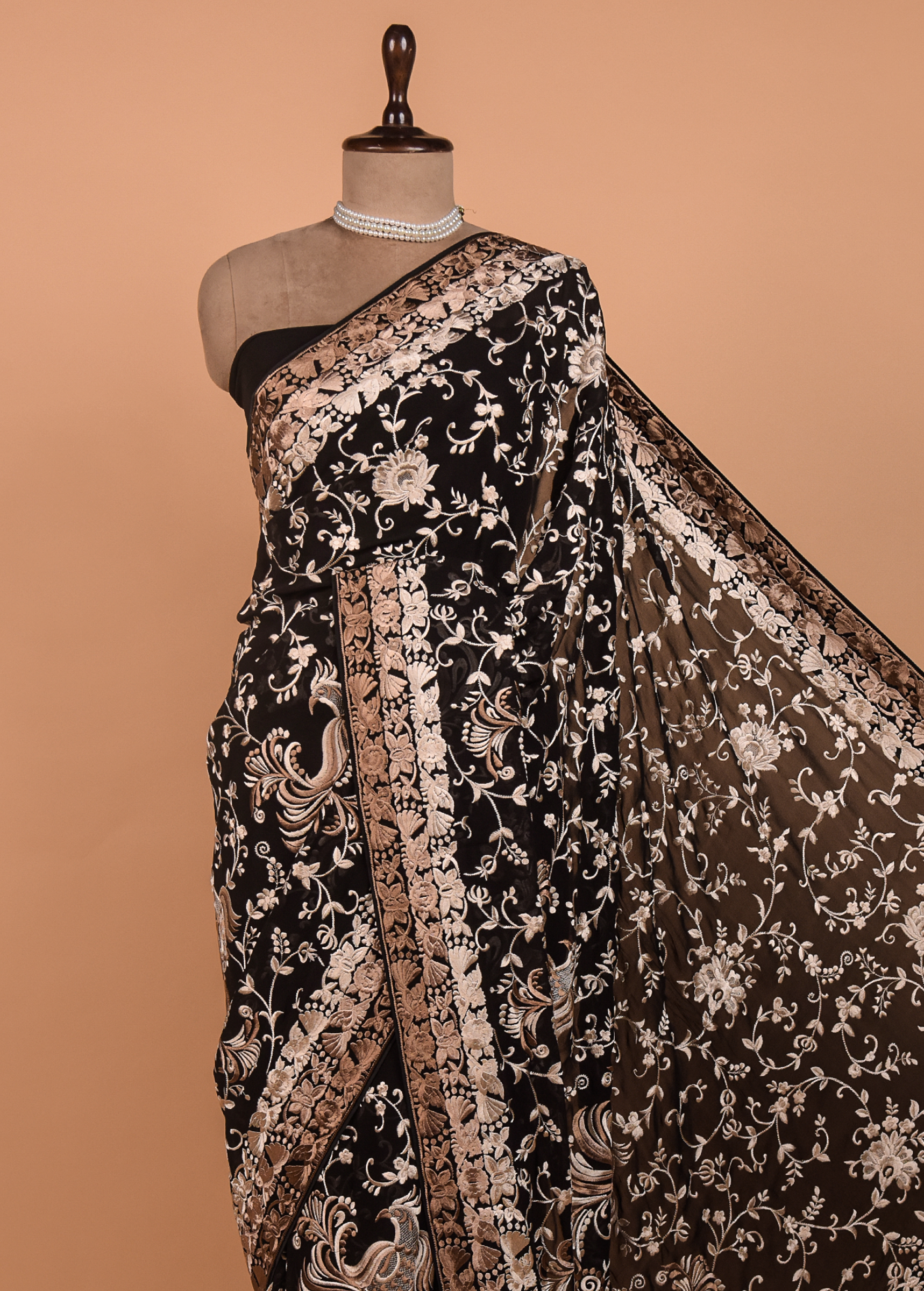 Black Georgette Embroidered Saree