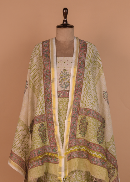 Green Cotton Dress Material