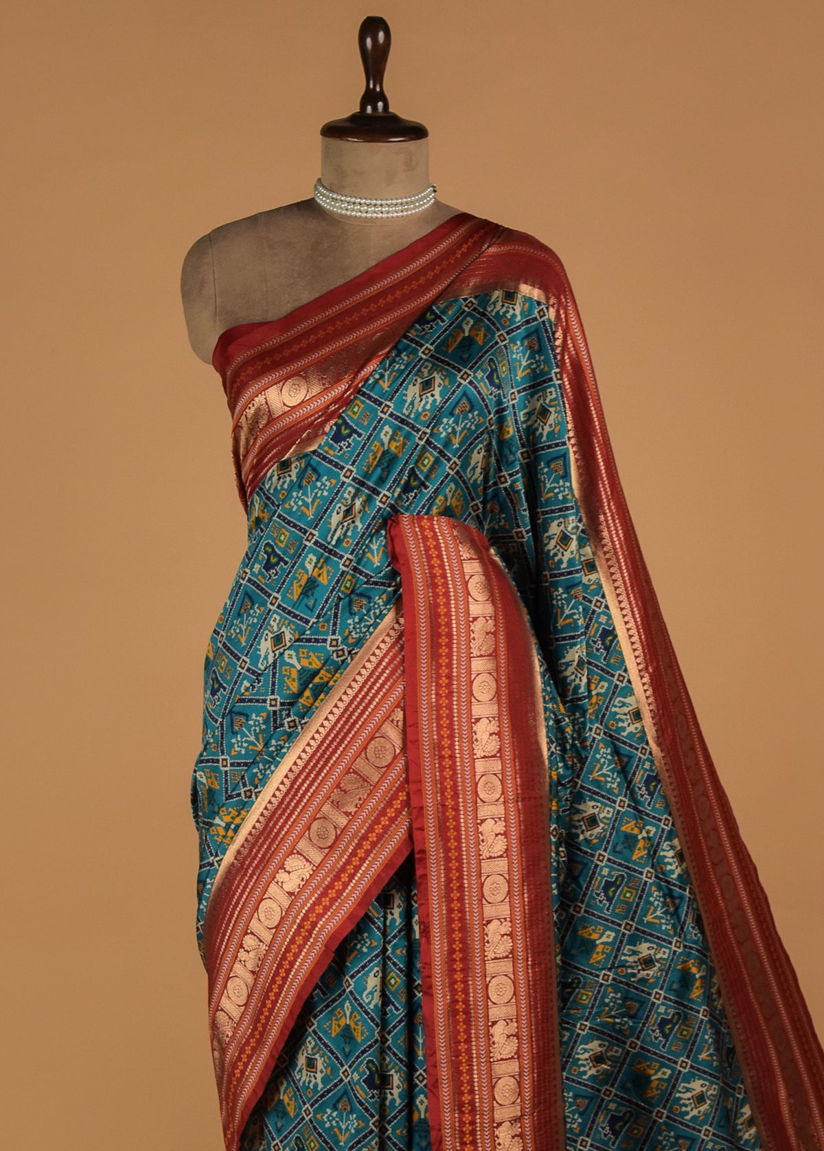 Blue Art Satin Patola Saree