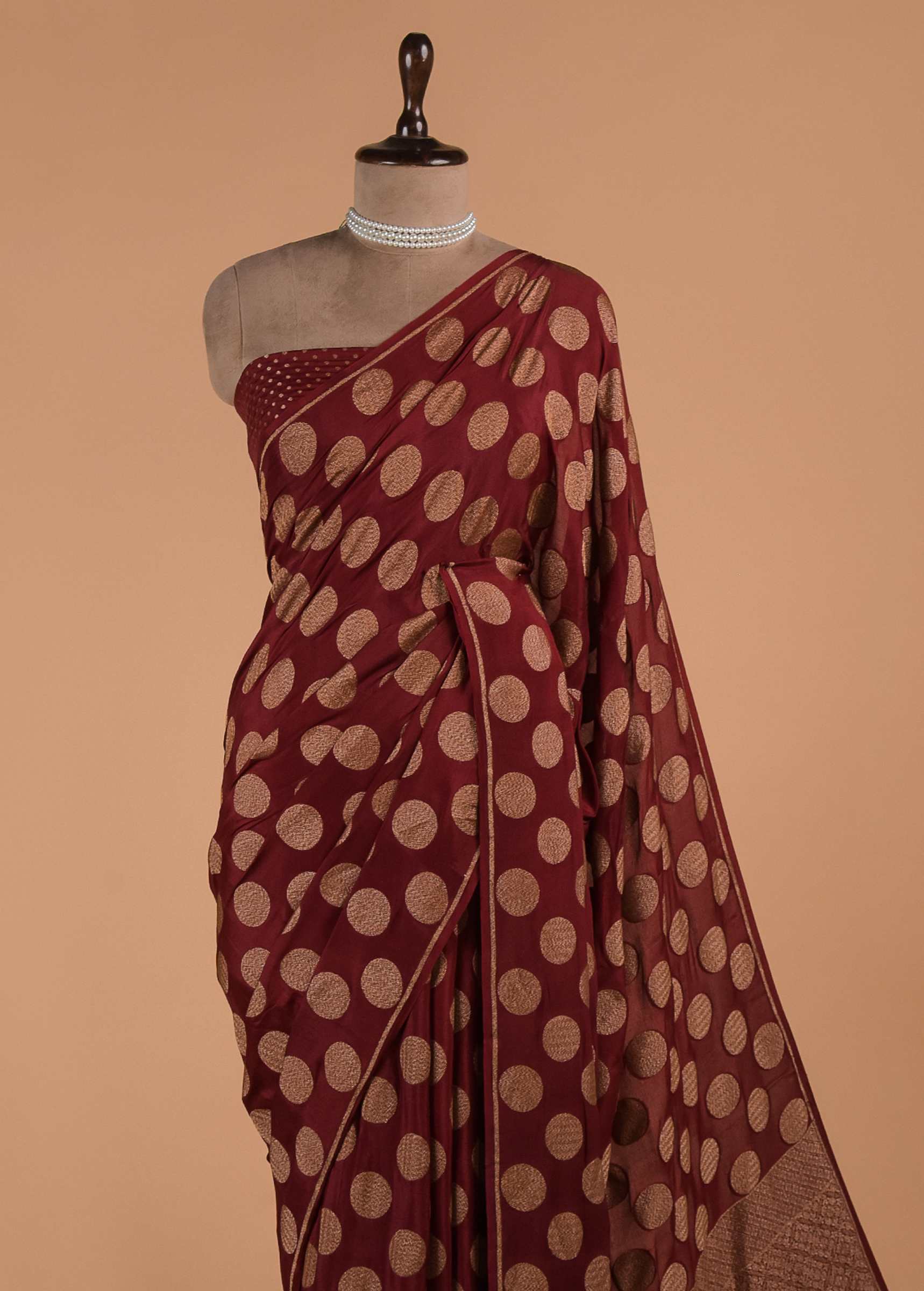 Red Banarasi Handwoven Crepe Silk Saree