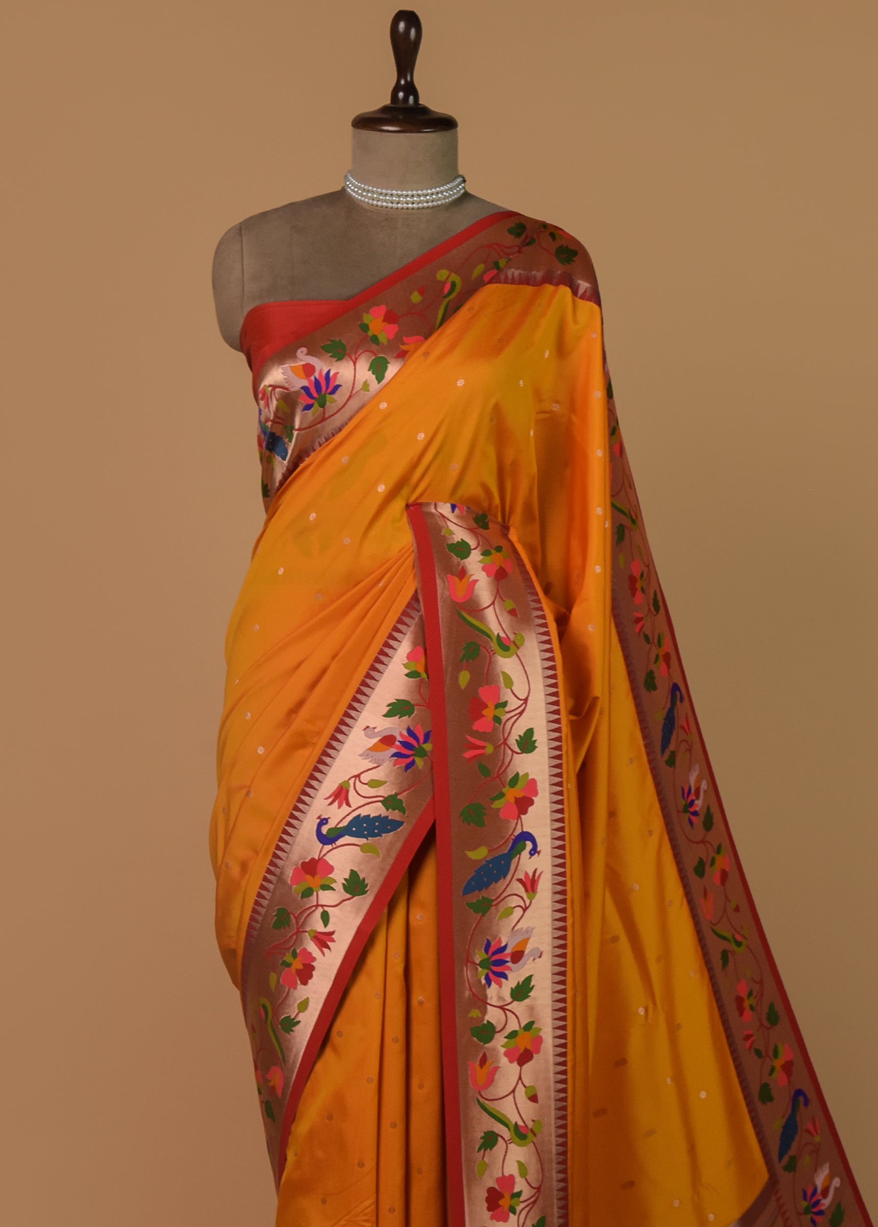 Orange Art Silk Banarasi Saree