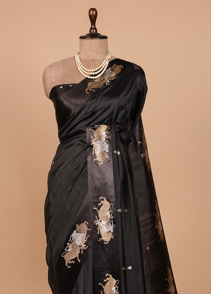 Black Silk Banarasi Saree