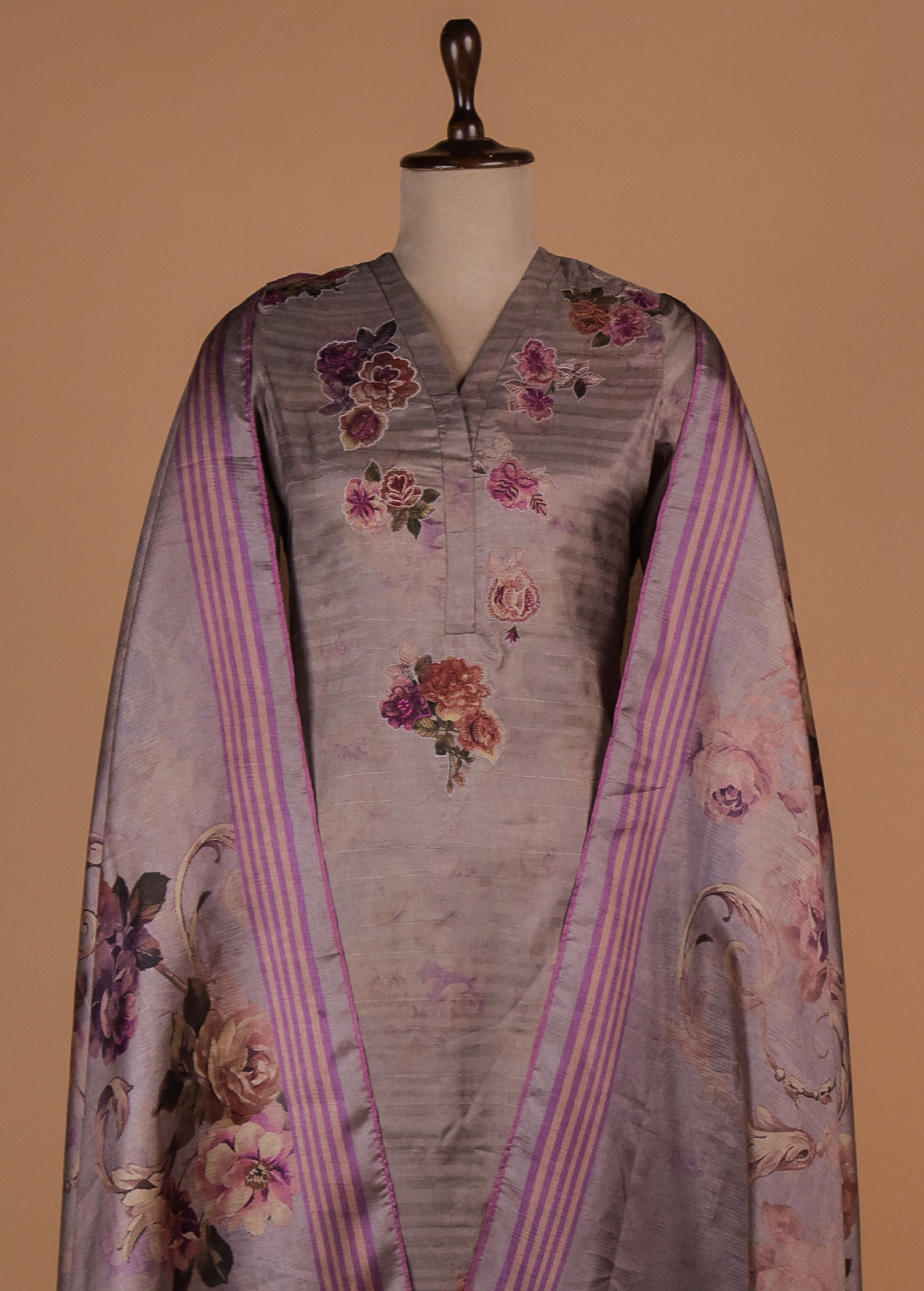 Purple Tussar Straight Set