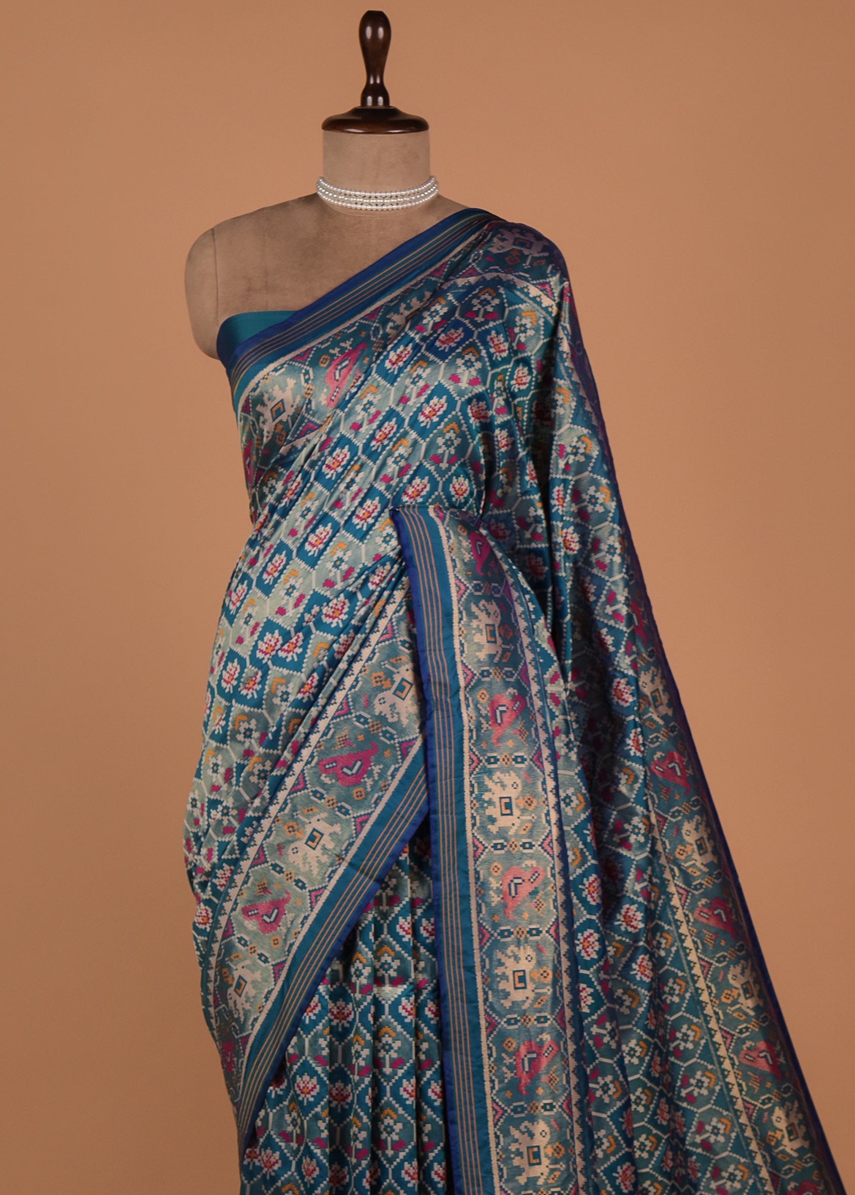 Blue Art Silk Patola Saree