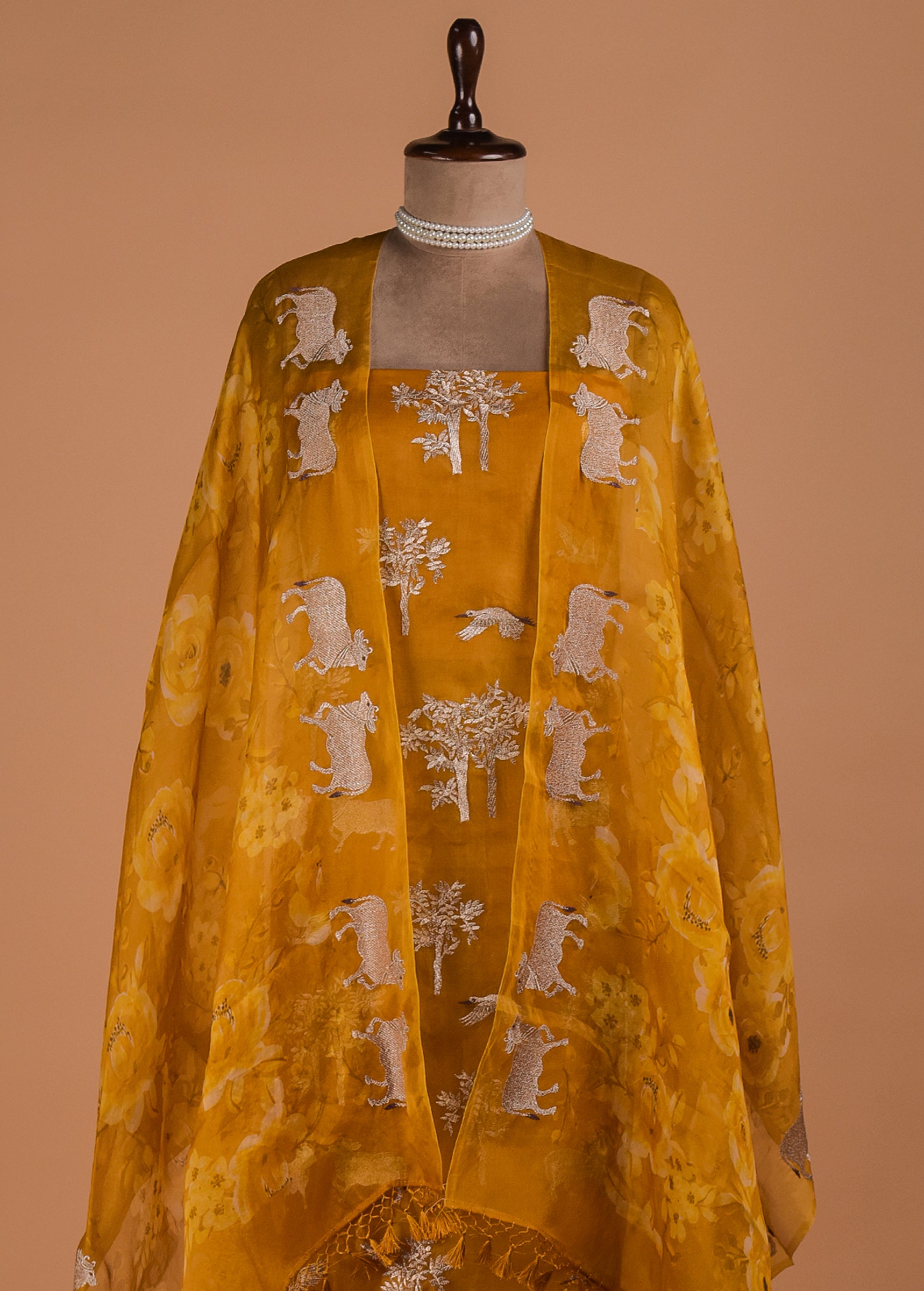 Yellow Organza Dress Material