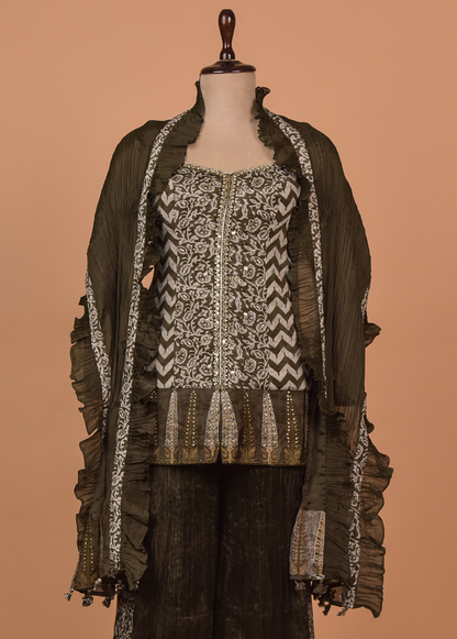 Brown Georgette Sharara Set