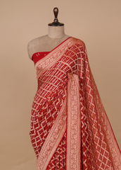 Red Georgette Bandhani Saree