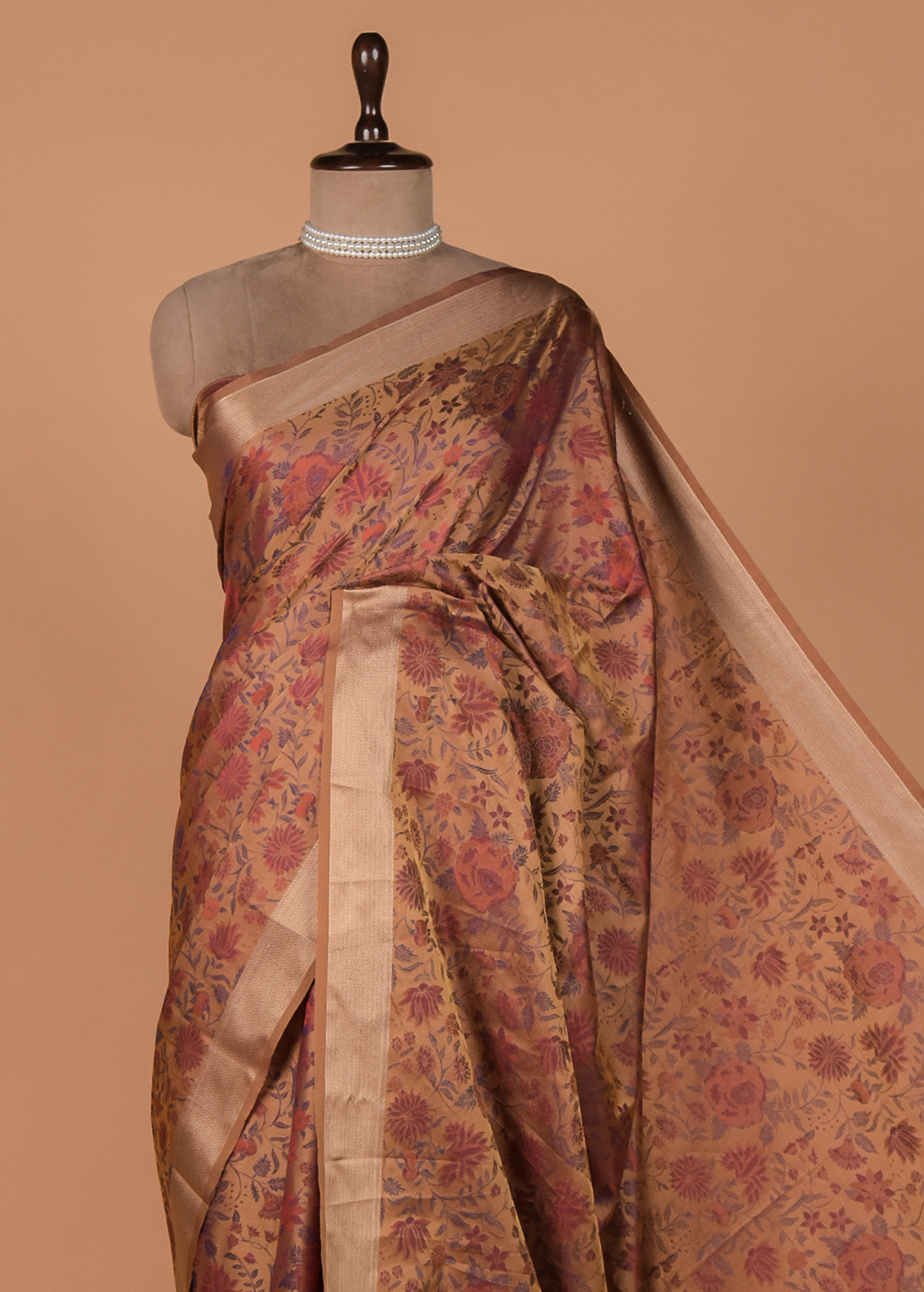 Peach Art Silk Kanjeevaram Saree
