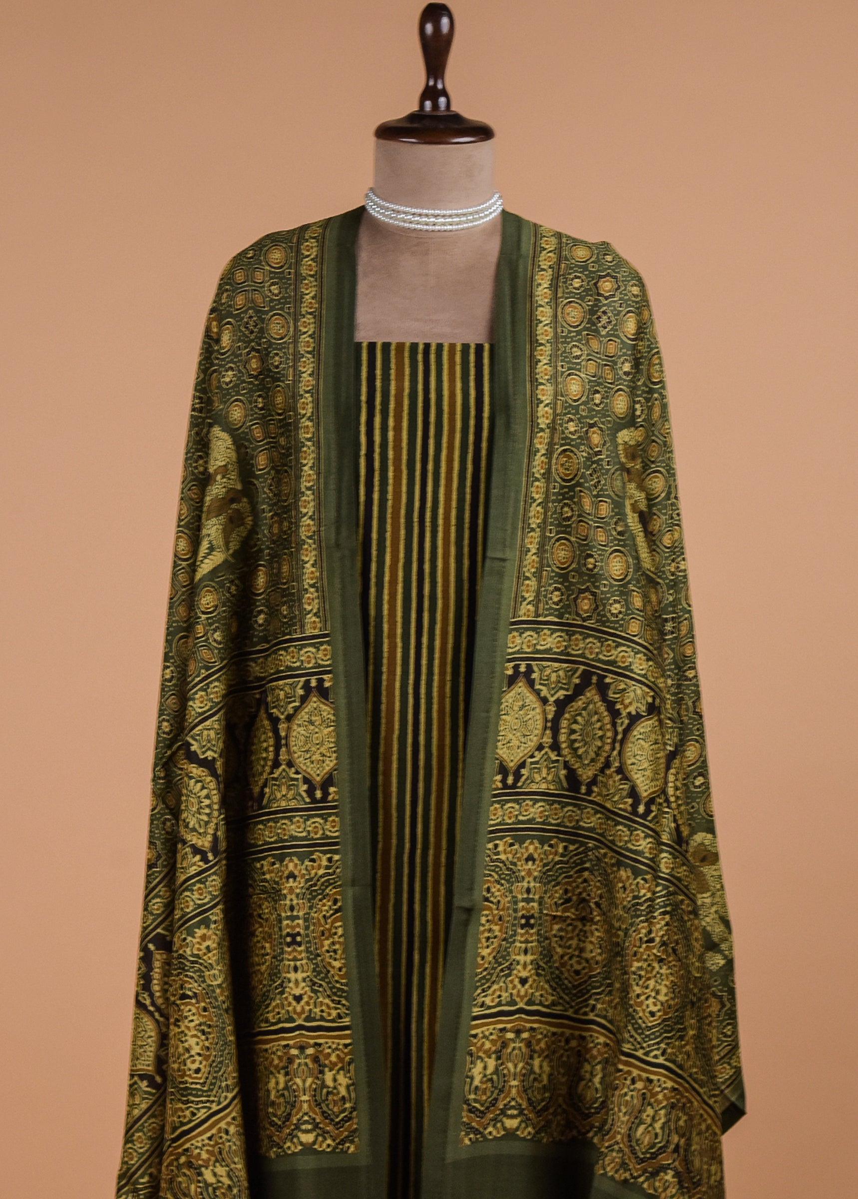 Green Crepe Dress Material