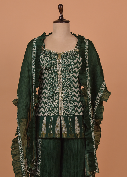 Green Georgette Sharara Set