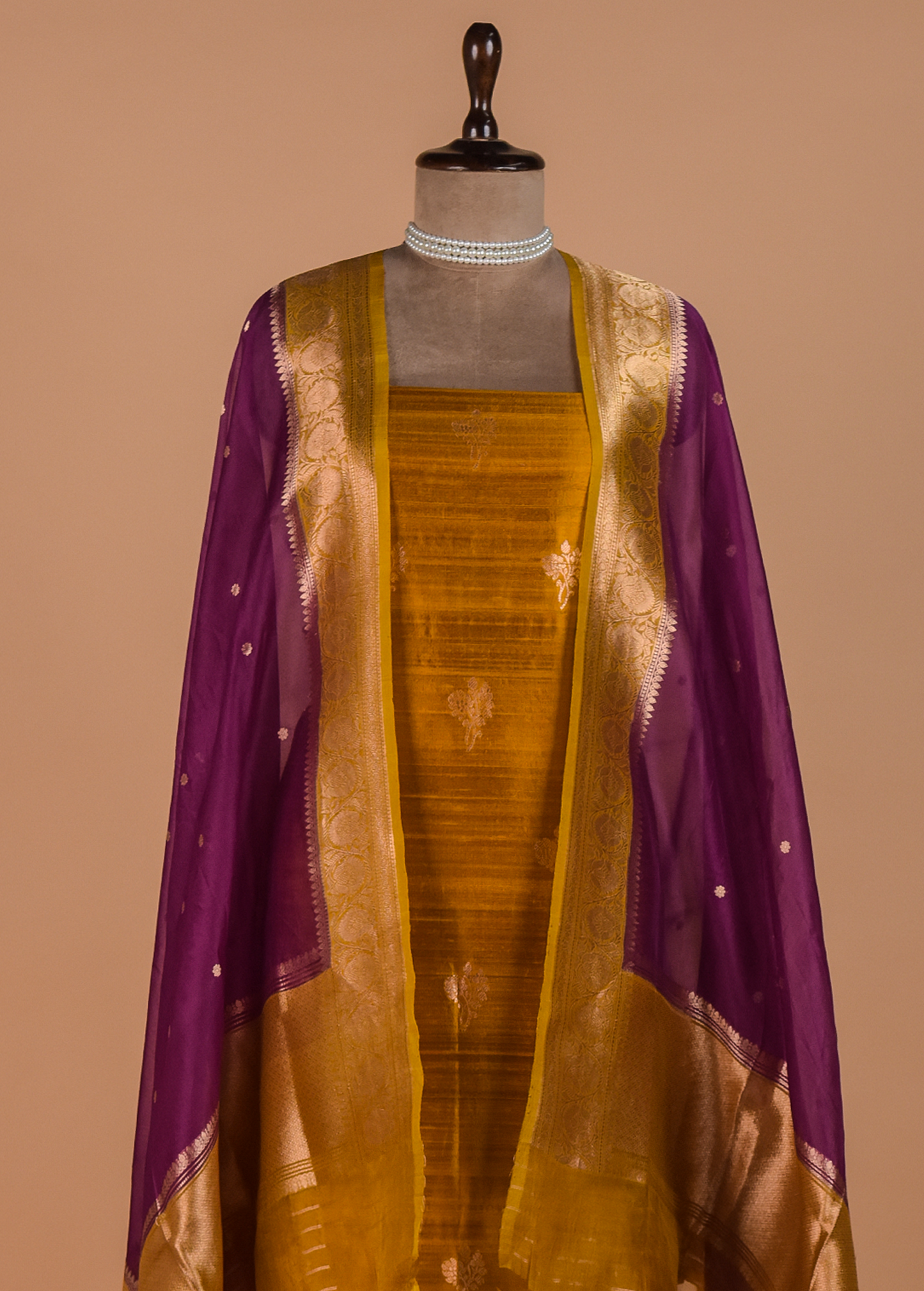 Yellow Tussar Dress Material