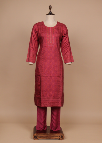 Red Tussar Straight Set