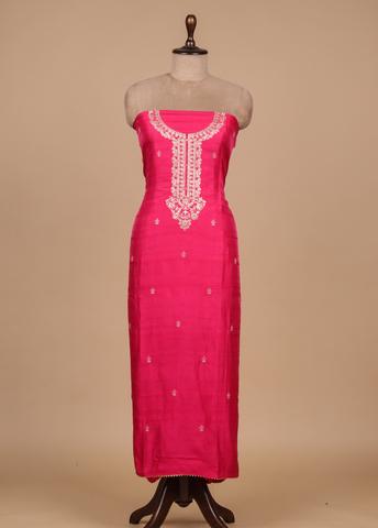 Pink Crepe Silk Dress Material