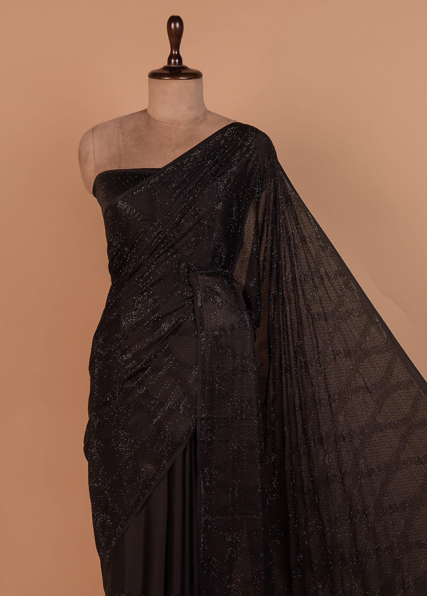 Black Satin Embroidered Saree