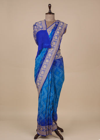 Blue Georgette Bandhani Saree