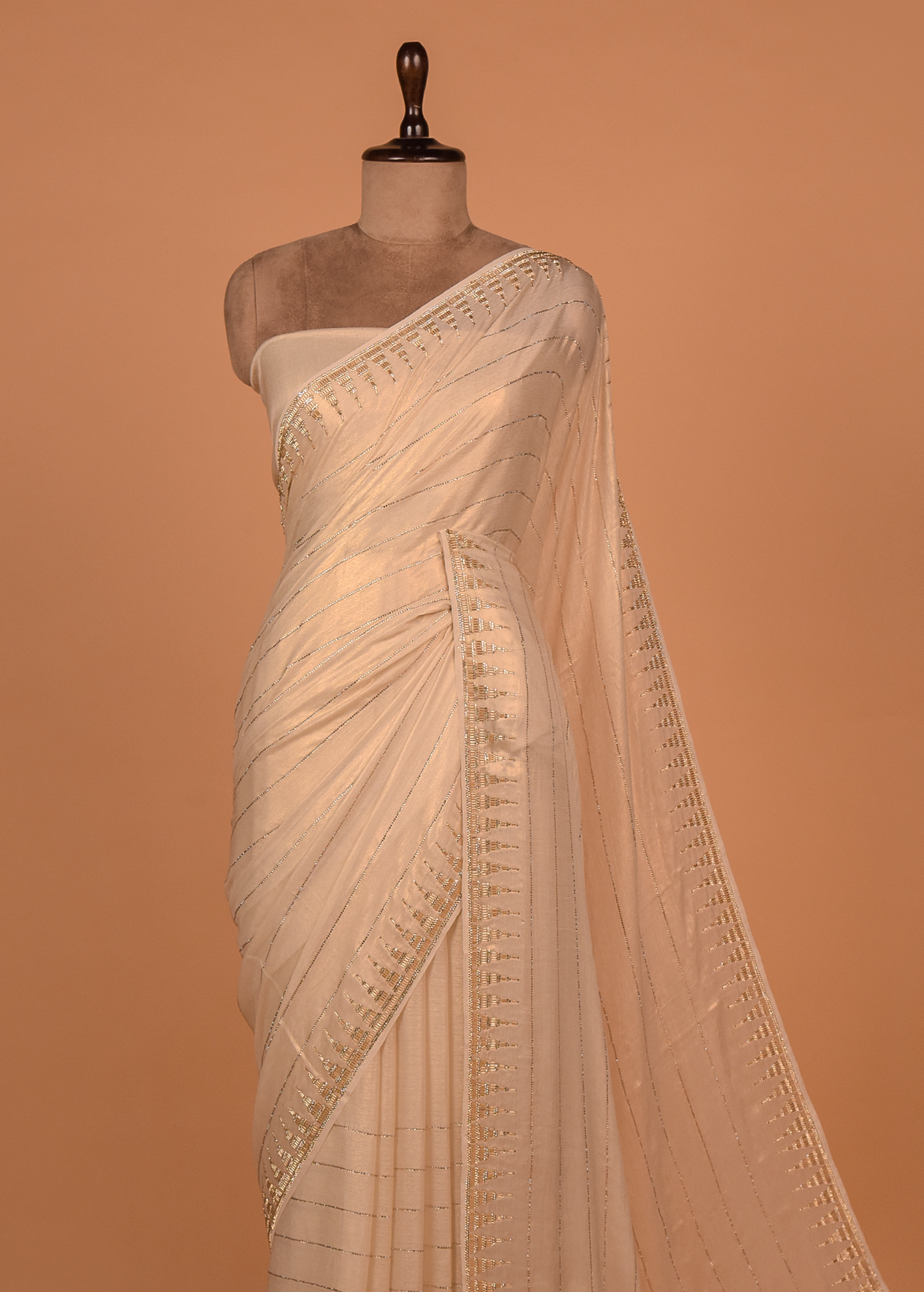 Silver Shimmer Georgette Embroidered Saree