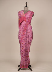 Pink Crepe Printed Saree