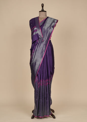 Purple Crepe Silk Kanjeevaram Saree