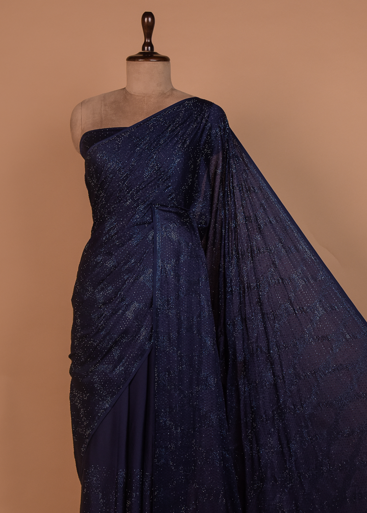 Blue Satin Embroidered Saree