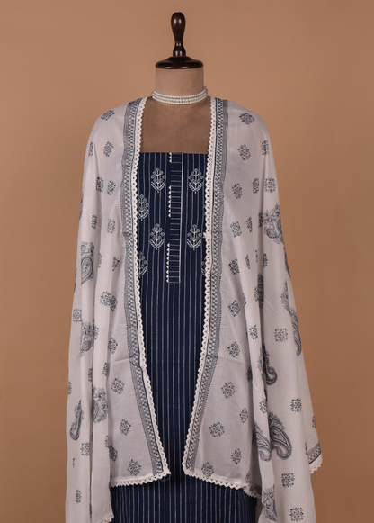 Blue Cotton Dress Material