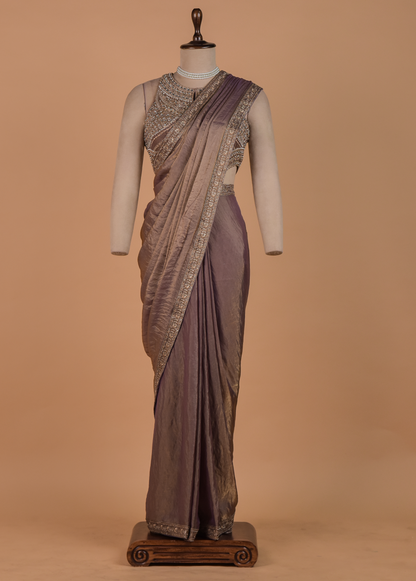 Bronze Tissue Georgette Readymade Saree