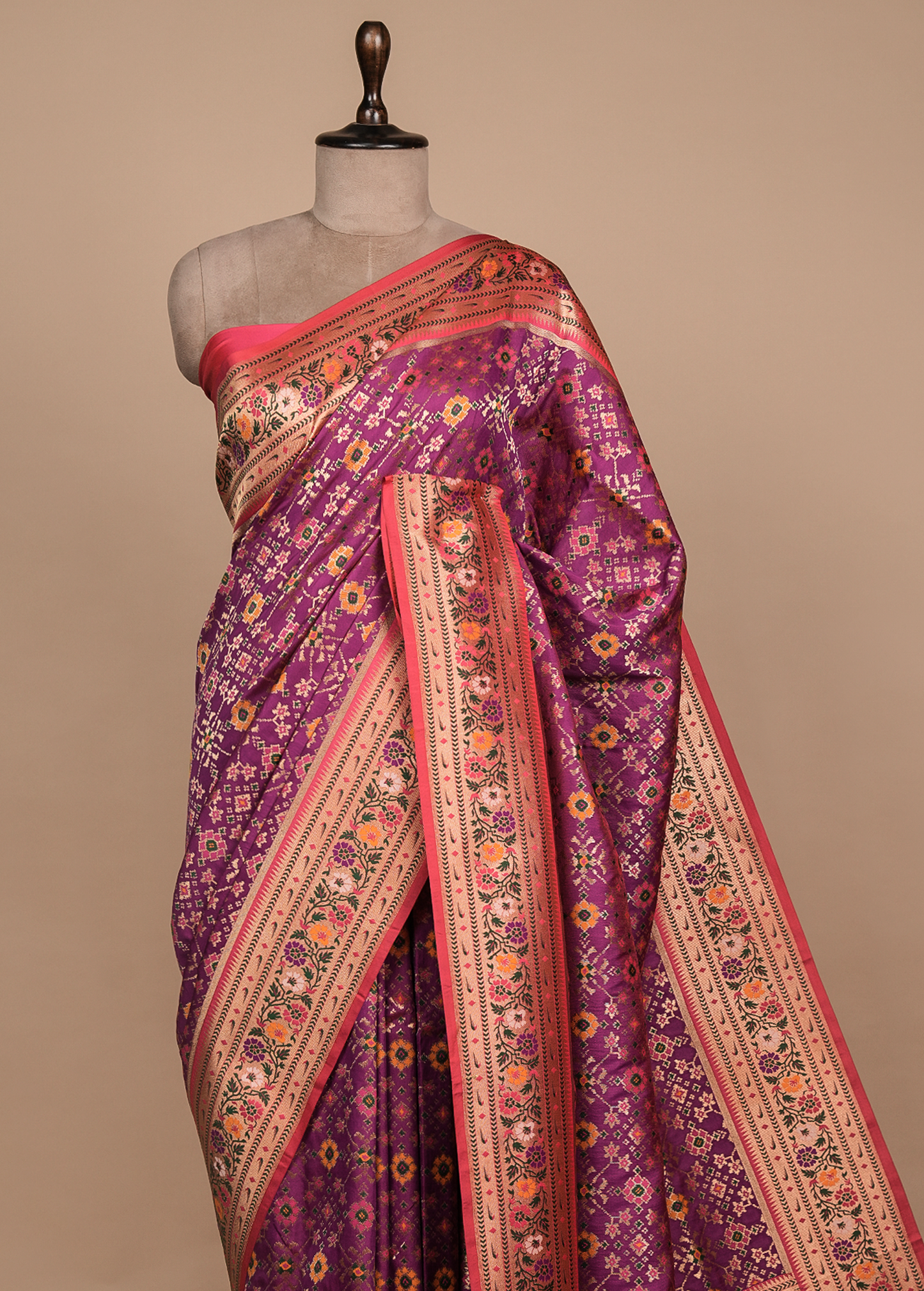 Purple Art Silk Patola Saree