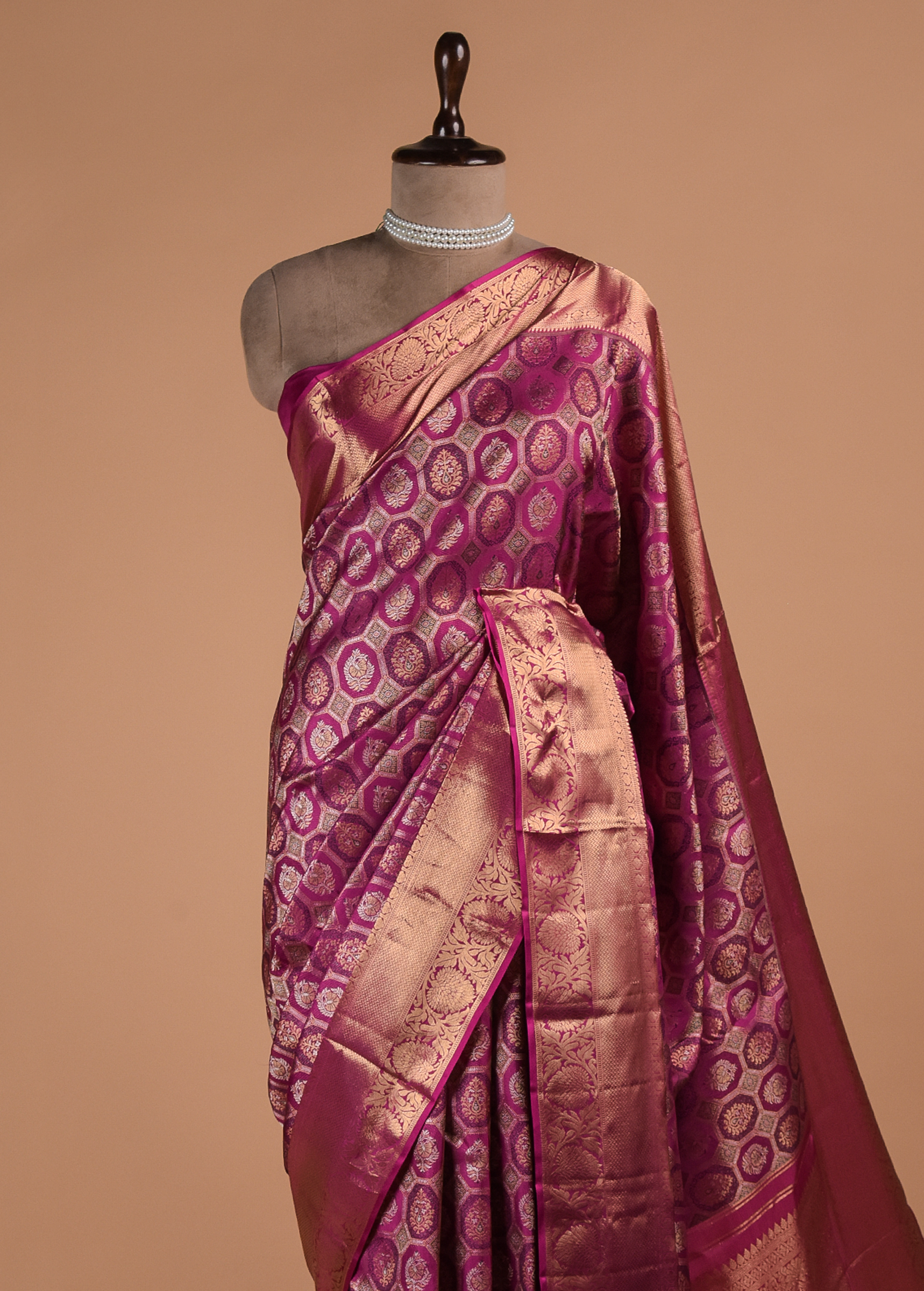 Purple Kanjeevaram Handwoven Silk Saree | Greenways