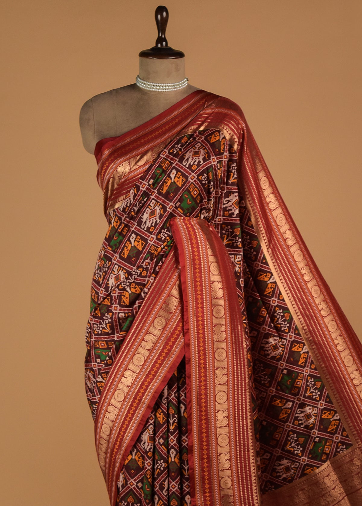 Red Art Satin Patola Saree