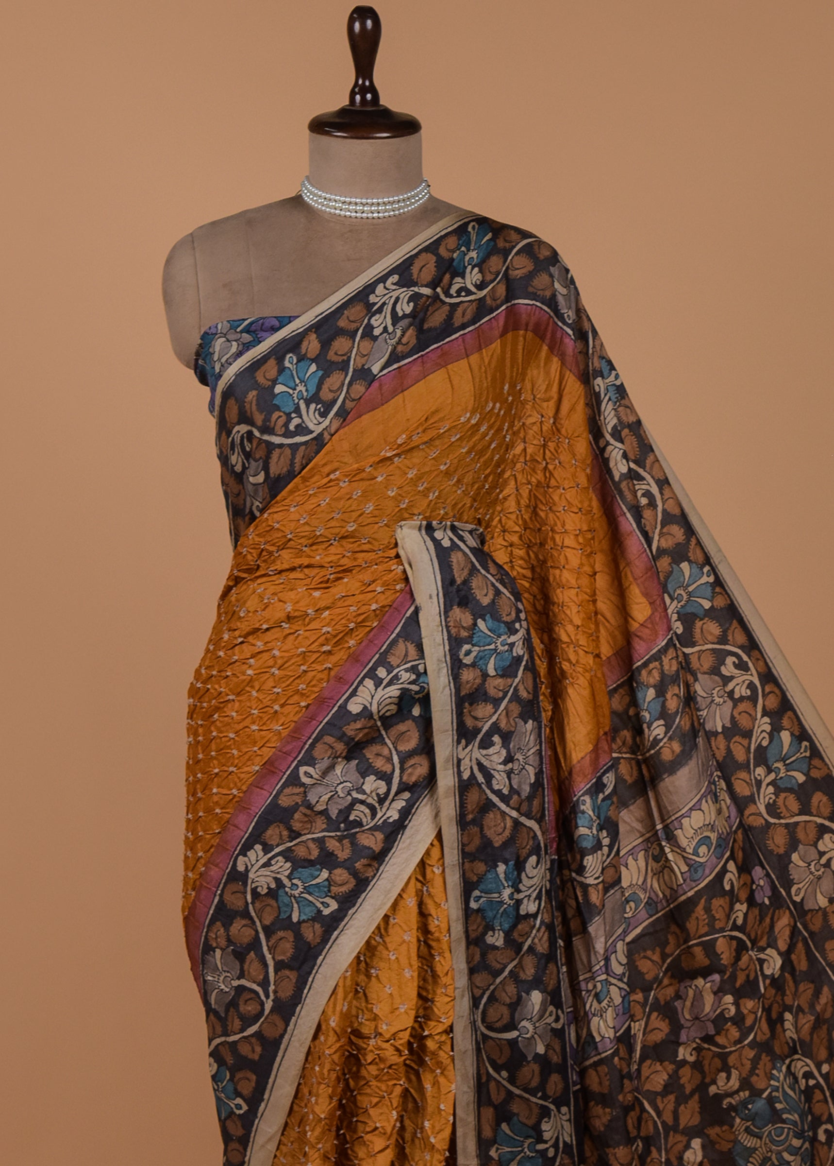 Gold Tussar Printed Saree