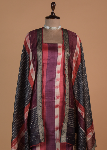 Multicoloured Tussar Dress Material