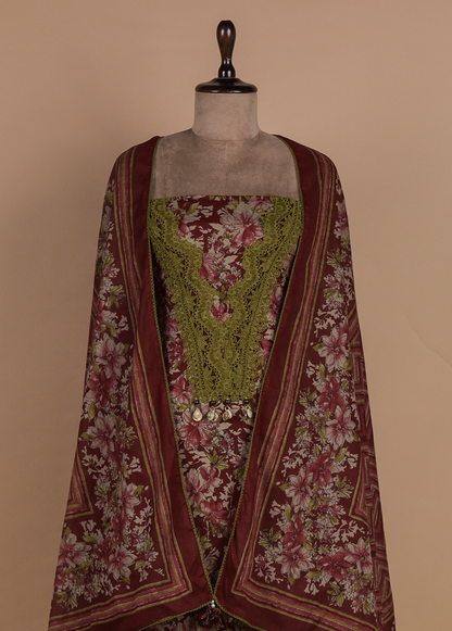 Multicoloured Chanderi Dress Material