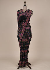 Black Crepe Printed Saree