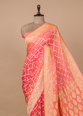 Peach Georgette Bandhani Saree