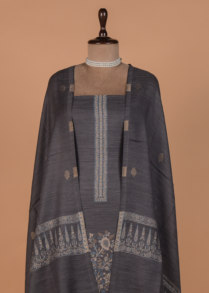 Grey Pashmina Dress Material