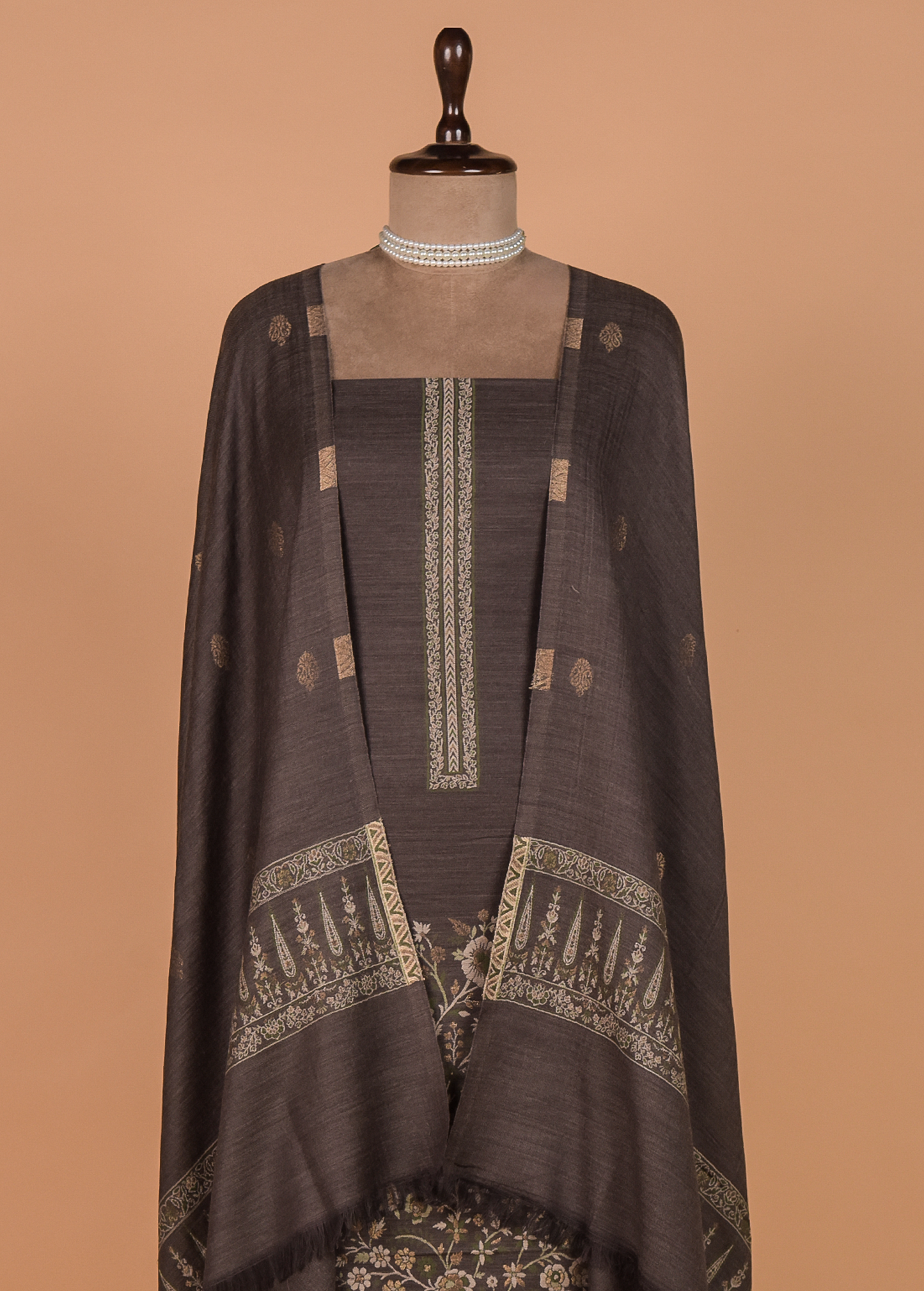 Grey Pashmina Dress Material