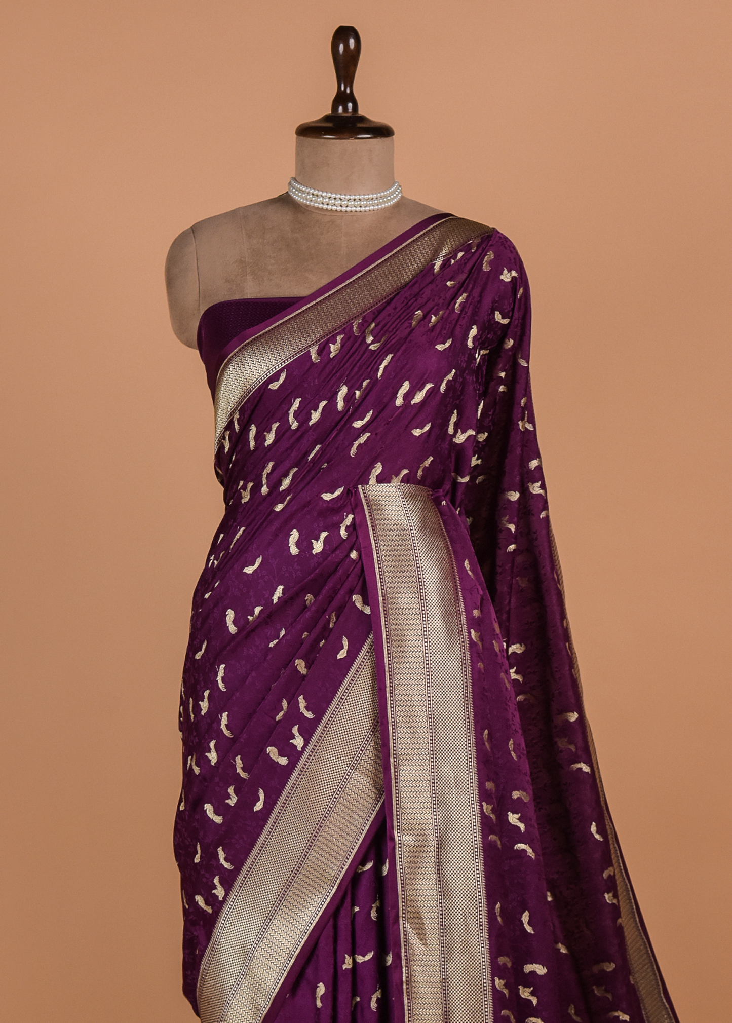 Purple Moroccan Silk Embroidered Saree
