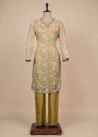 Yellow Georgette Straight Set