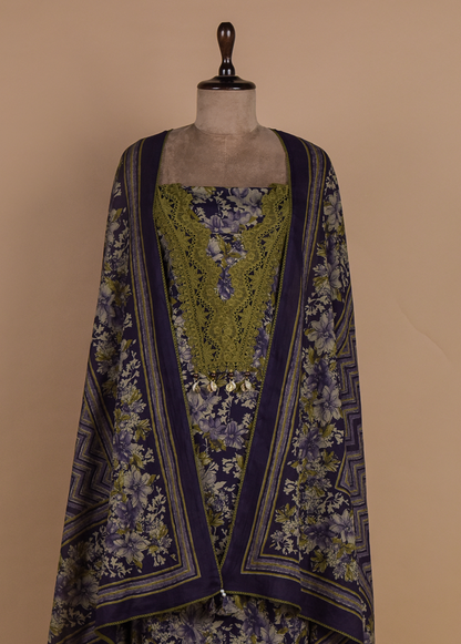 Blue Chanderi Dress Material