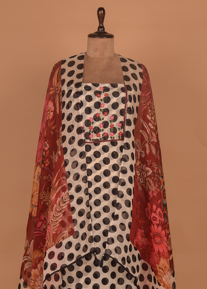 Multicoloured Organza Dress Material
